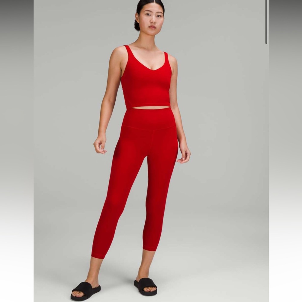 Lululemon Lunar New Year Align High-Rise Crop 23" Dark Red Gold Logo